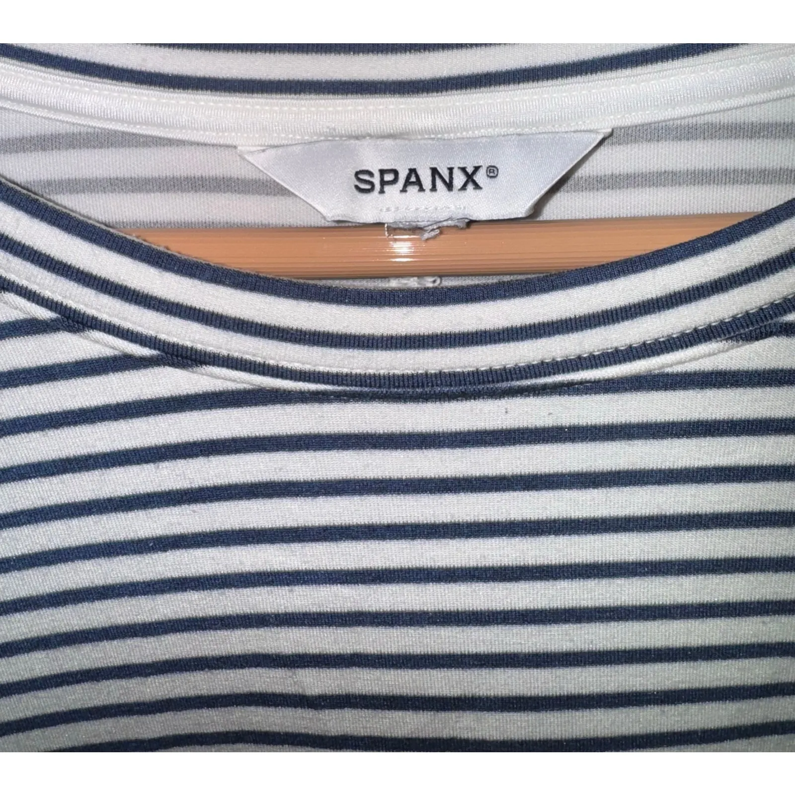 Spanx AirEssentials Maxi T-Shirt Dress Blue Stripe XL Nautical Resort  Beach - Image 5