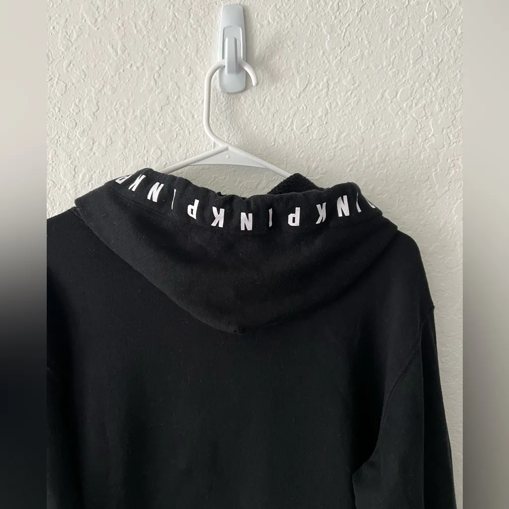 Victoria’s Secret PINK RARE Black Watercolor Tie Dye Logo Oversized Hoodie XS - Image 5