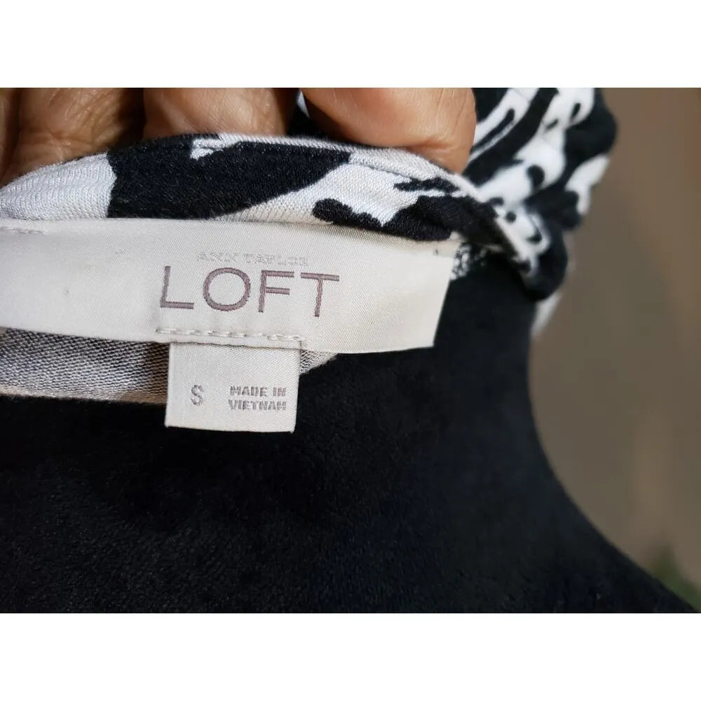 Ann Taylor Loft Shift Dress Women's S Black White Paisley Sleeveless Round Neck - Image 3