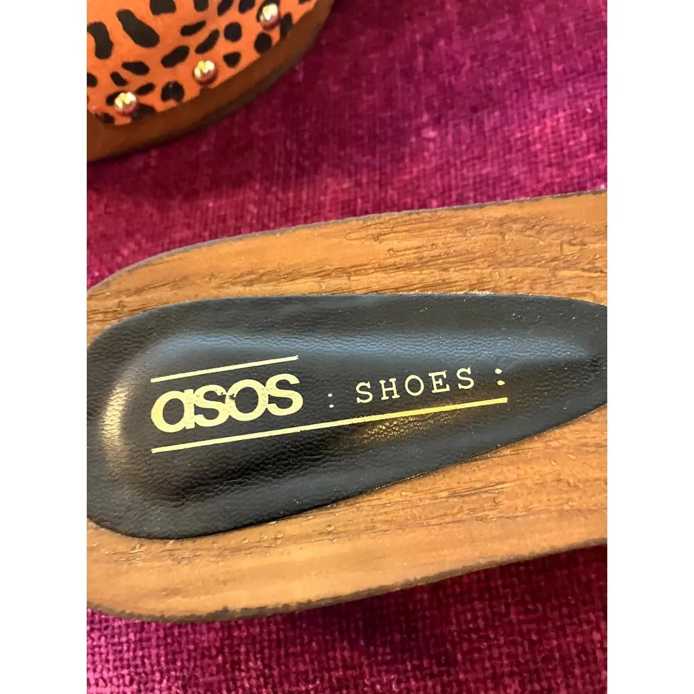 ASOS Transit Suede Heeled Mule Sandal Orange Leopard Size 38 US SIZE 8 MOB WIFE - Image 4