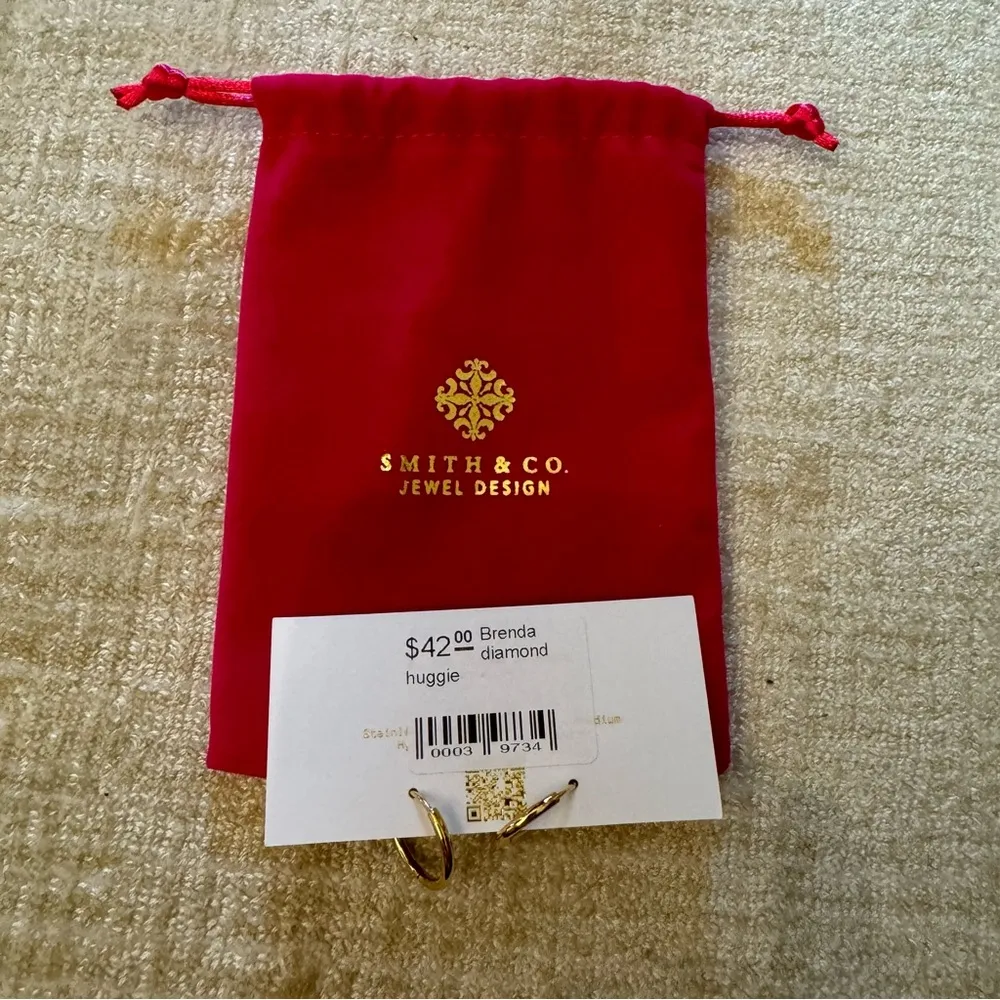 Smith & Co. Gold & Brenda Diamond Huggie Earrings - Image 2