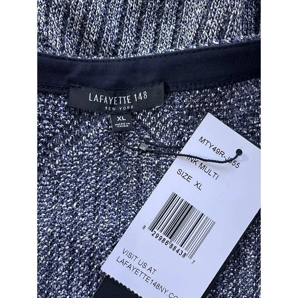 Lafayette 148 Ink Multi Knit Chevron Knit Linen Blend Sweater Top Size XL NEW Size L - Image 7