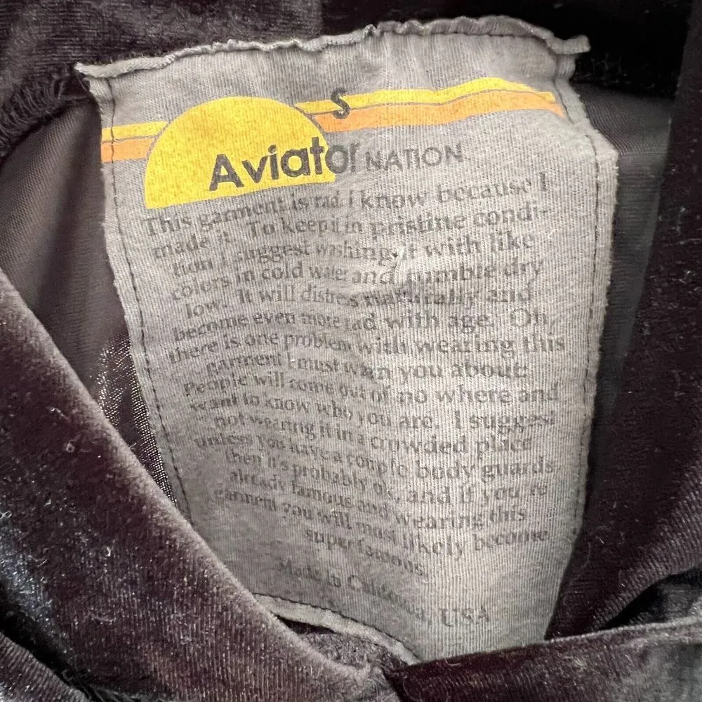 Aviator Nation Classic Velvet Stripe Pullover Hoodie Sweatshirt Women's Size Sm - Image 9