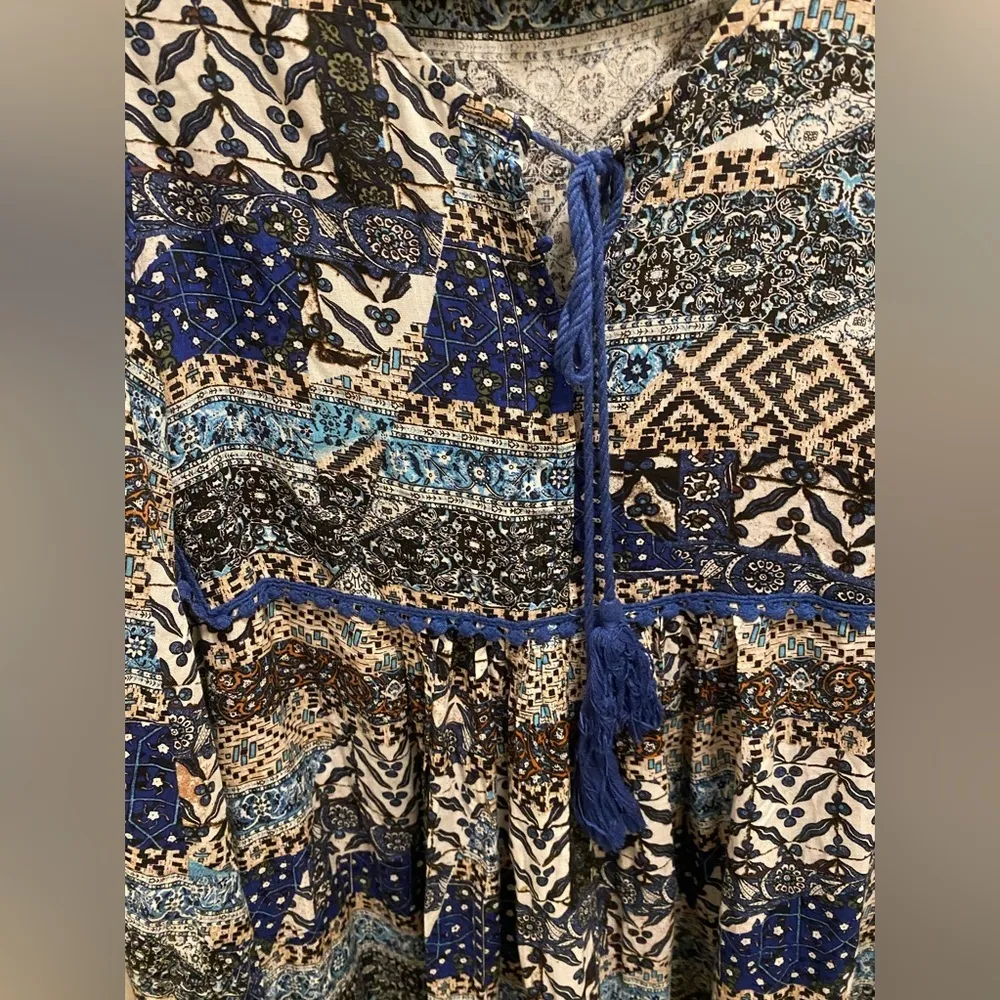 Anthropologie Jaase Boho Hippie Printed Babydoll Mini Dress - Image 11