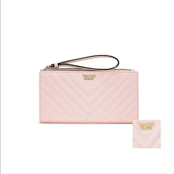 Victoria Secret Pebbled V Quilt Zip Wallet Blush - Image 2