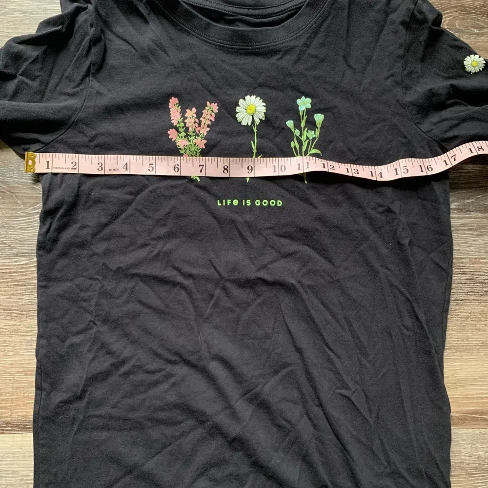 Women's Detailed Wildflowers Long Sleeve Crusher Tee Black S - Image 8