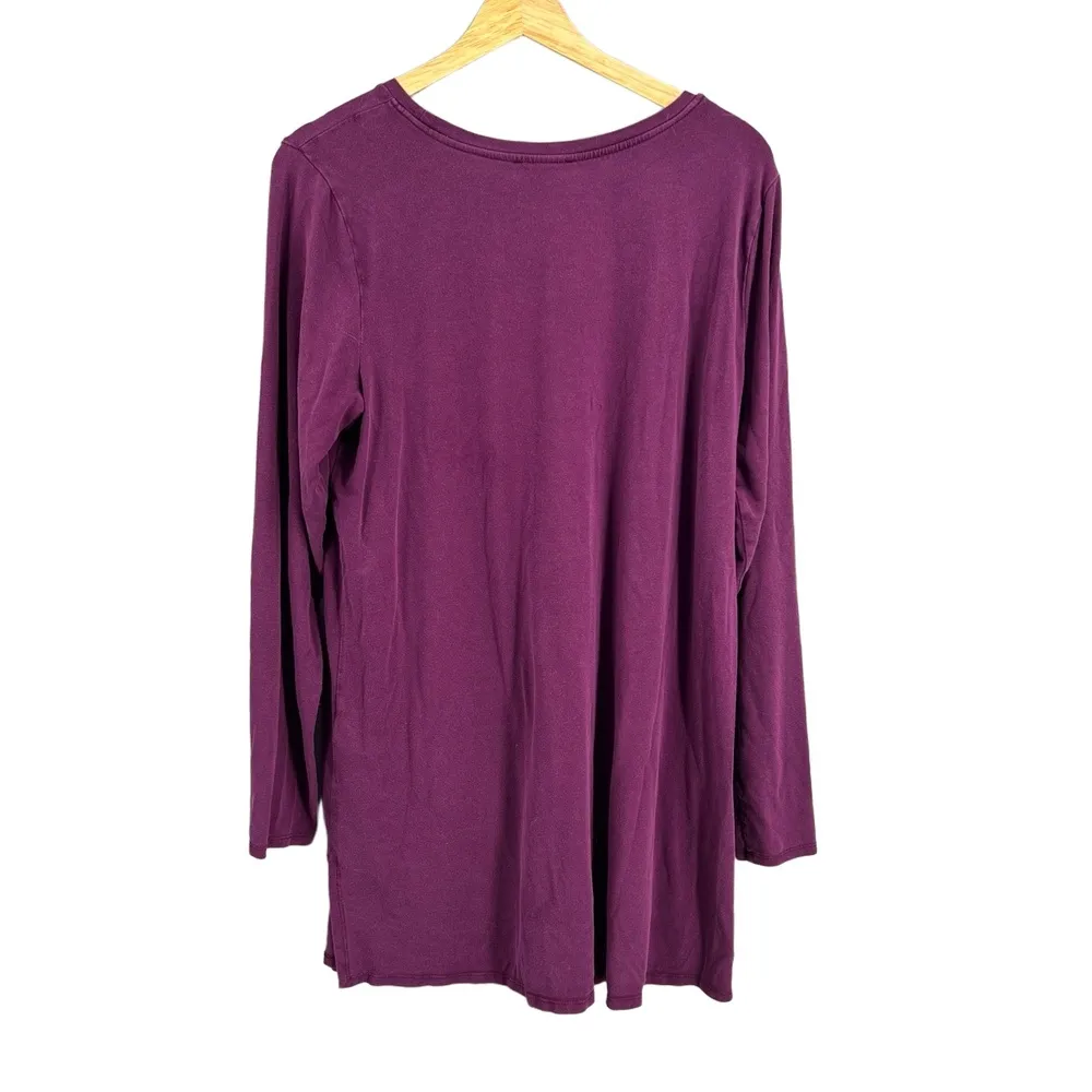 Eileen Fisher Tunic Top Tencel Lyocell Stretch Long Sleeve Plum Purple L - Image 2