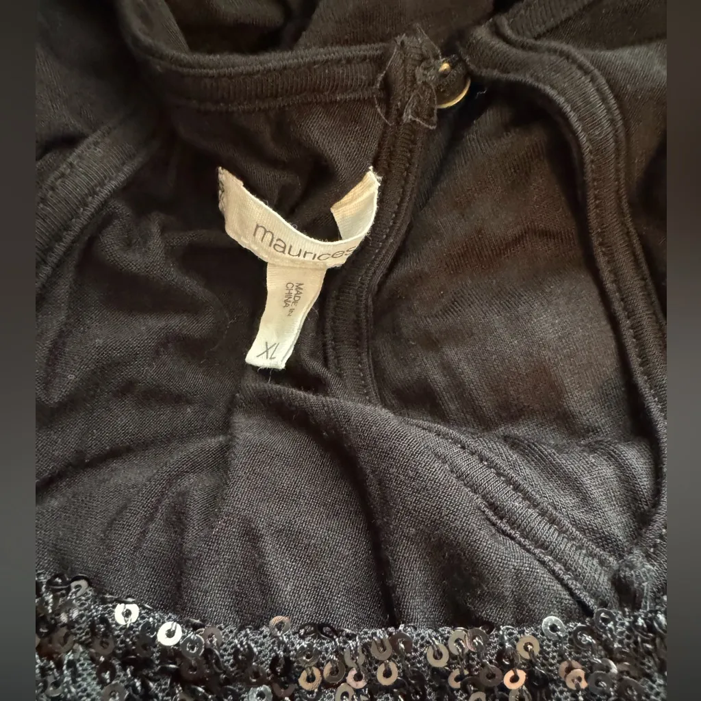 NWOT Maurice’s High Neck Black Shiny Sequin Sparkly Keyhole Back Party Tank XL - Image 5