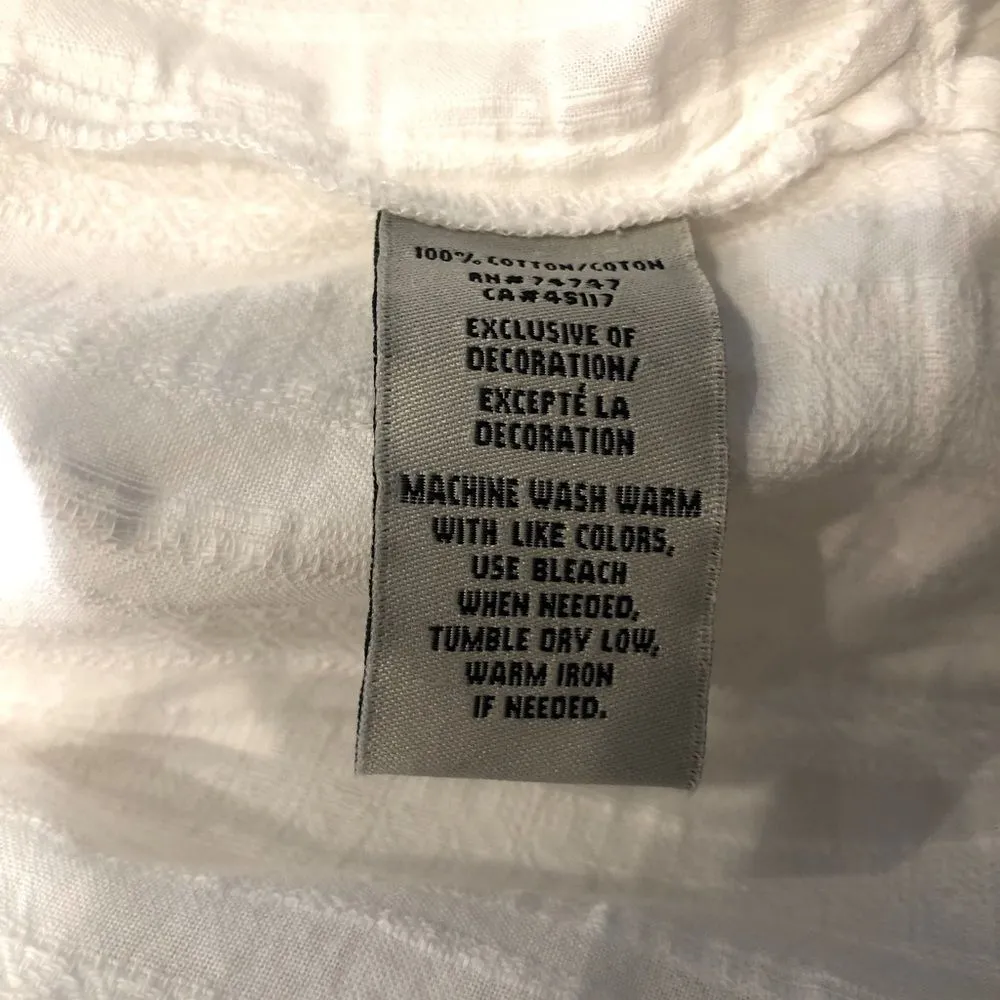 Bob Timberlake Cotton White 3 Quarter Sleeve Embroidered Peasant Top Blouse XXL - Image 10