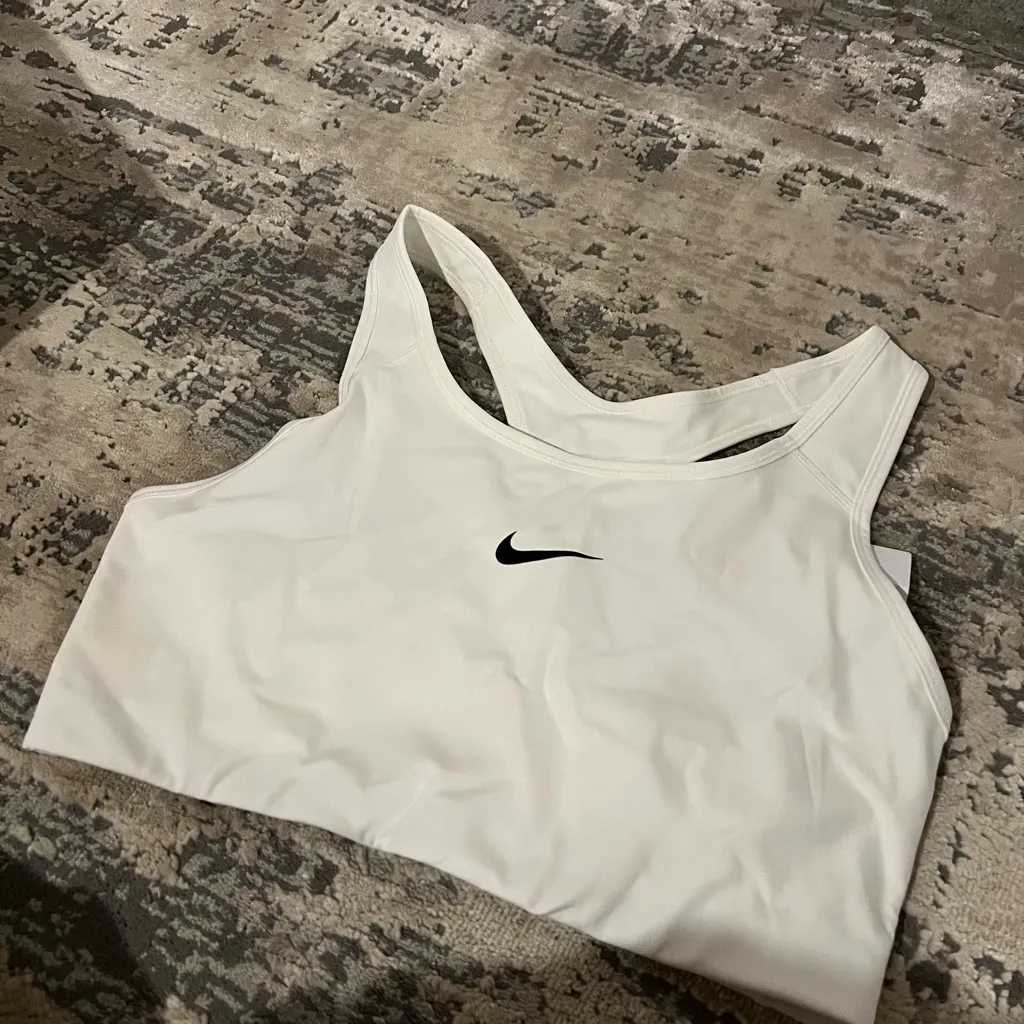 NWT Nike White Medium Support Non Padded Swoosh 2.0 Sports Bra Size XL - Image 3