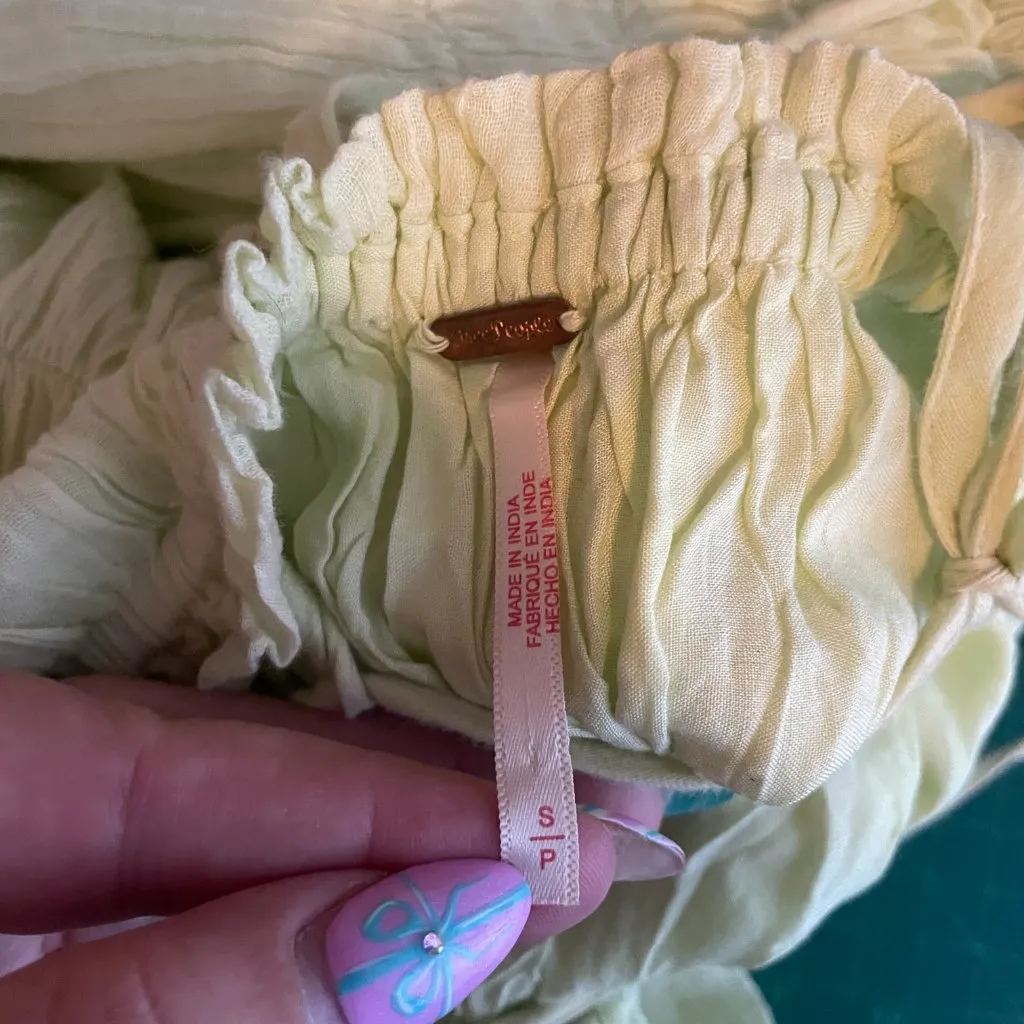 Free People Women S Lime Green Forever Favorite Mini Dress Tie Back Lined Plunge - Image 9