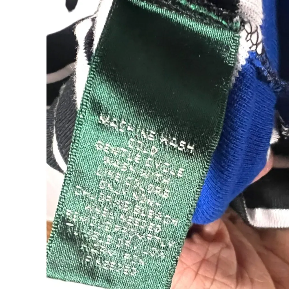 Lauren Ralph Lauren Women's Black White Striped Dress Size M Faux Leather Trim Size M - Image 9