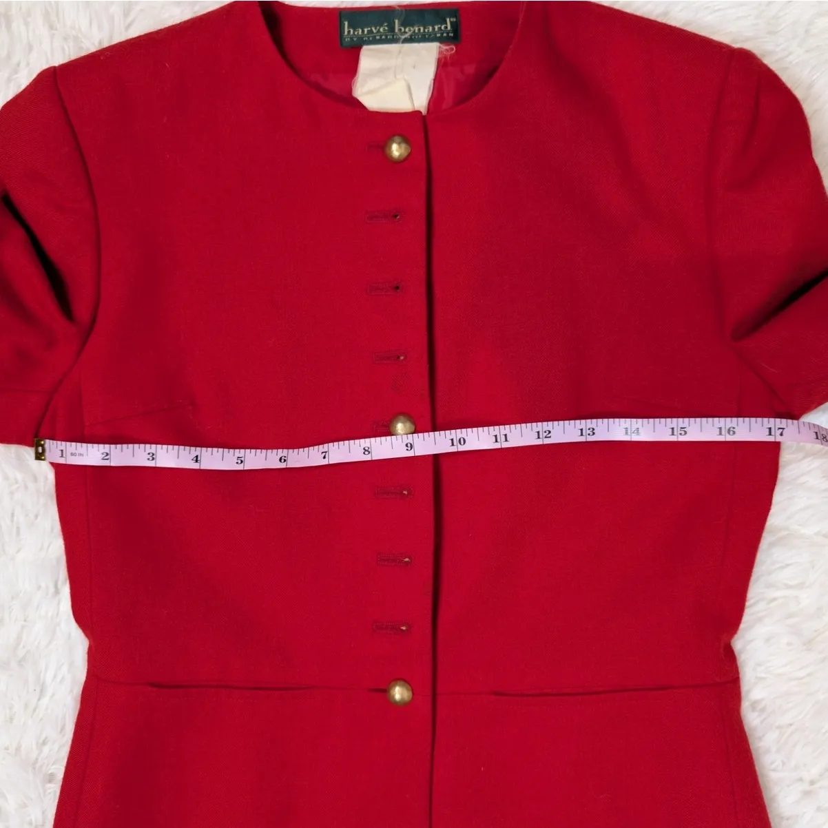 Vintage Harve Bernard by Bernard Holtzman Wool Overcoat Red with Gold Buttons XS - Image 7