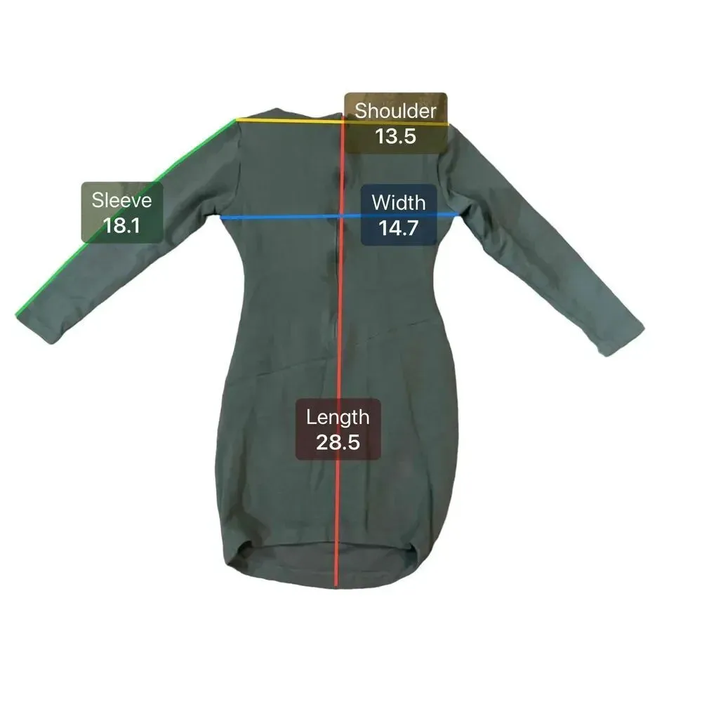 Tibi Green body Con Wrap V-Neck Long Sleeve‎ Draped Womens Dress Size XS - Image 7