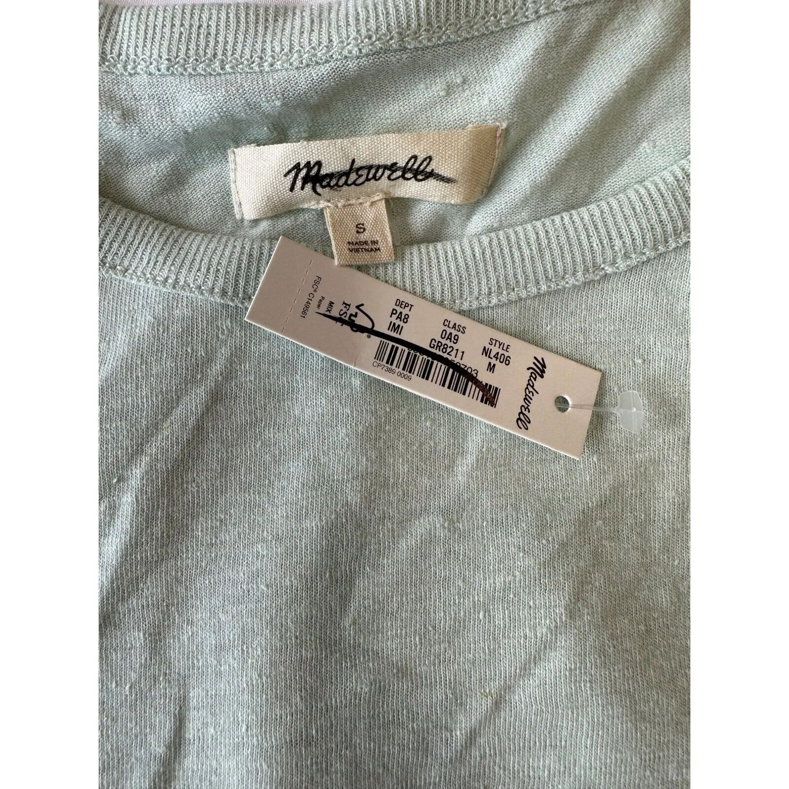 Madewell Contrast Bib Casual Crop Everyday Stretch Tee Iced Mint NWT M - Image 8