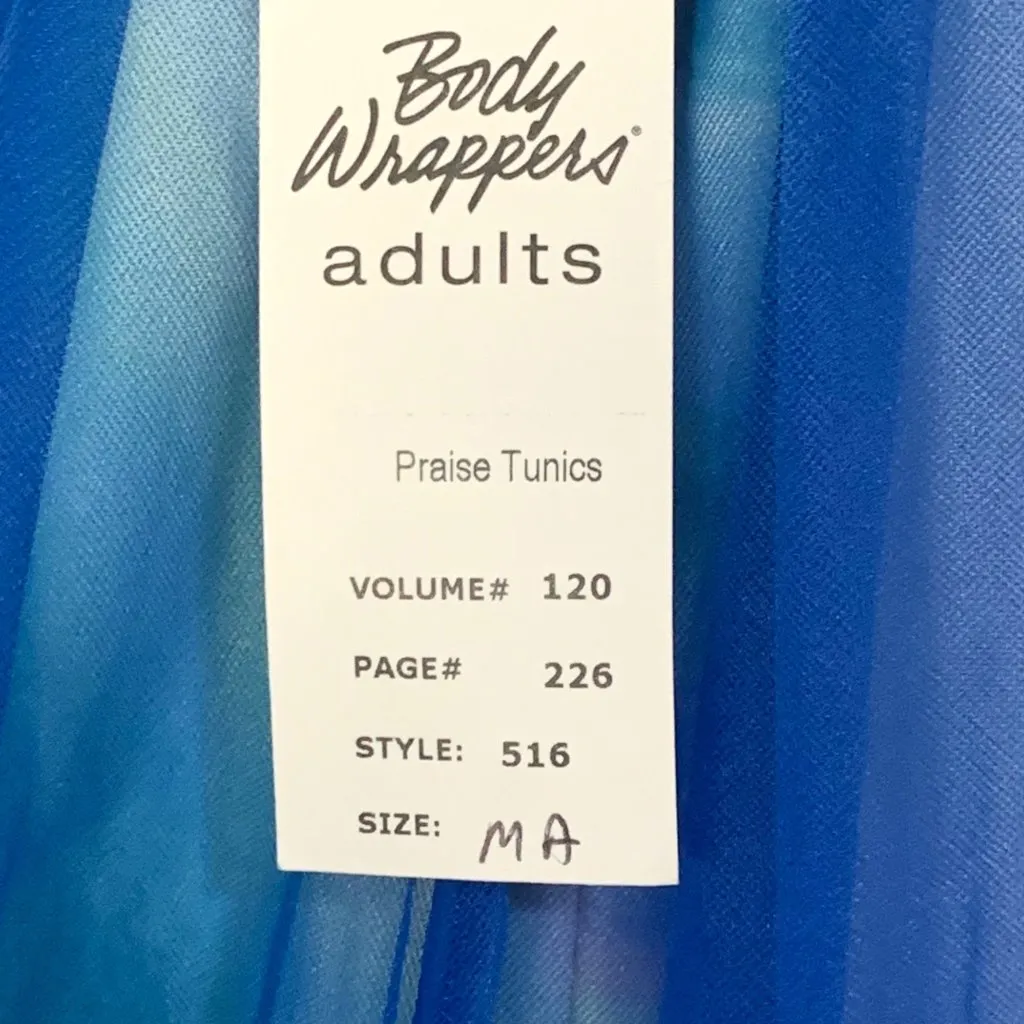 Body Wrappers Adult Overlay Tunic Top Praise Liturgical Blue Chiffon Ombre M - Image 9