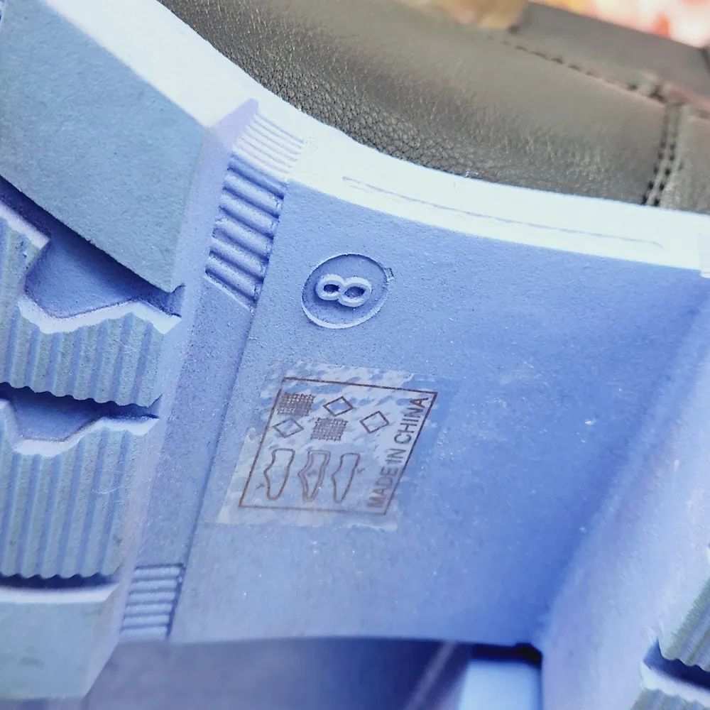 TINSTREE Lug Sole Platform Boots Mid Calf Elastic Chunky Block Heel Leather Boot Size 8 - Image 12