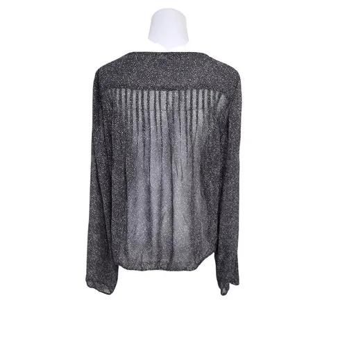 Guess Black‎ Dotted Sheer Blouse XL NWT Pleated Peasant Flowy Delicate Vintage - Image 3