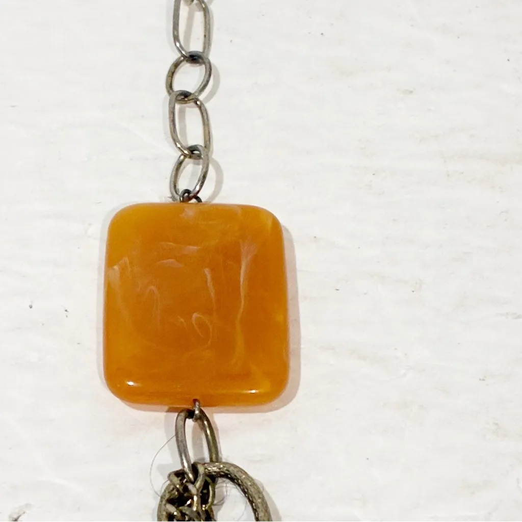 AVON Goldtone 3 Strand Large Orange Beads Statement Necklace Jewelry Gold - Image 3