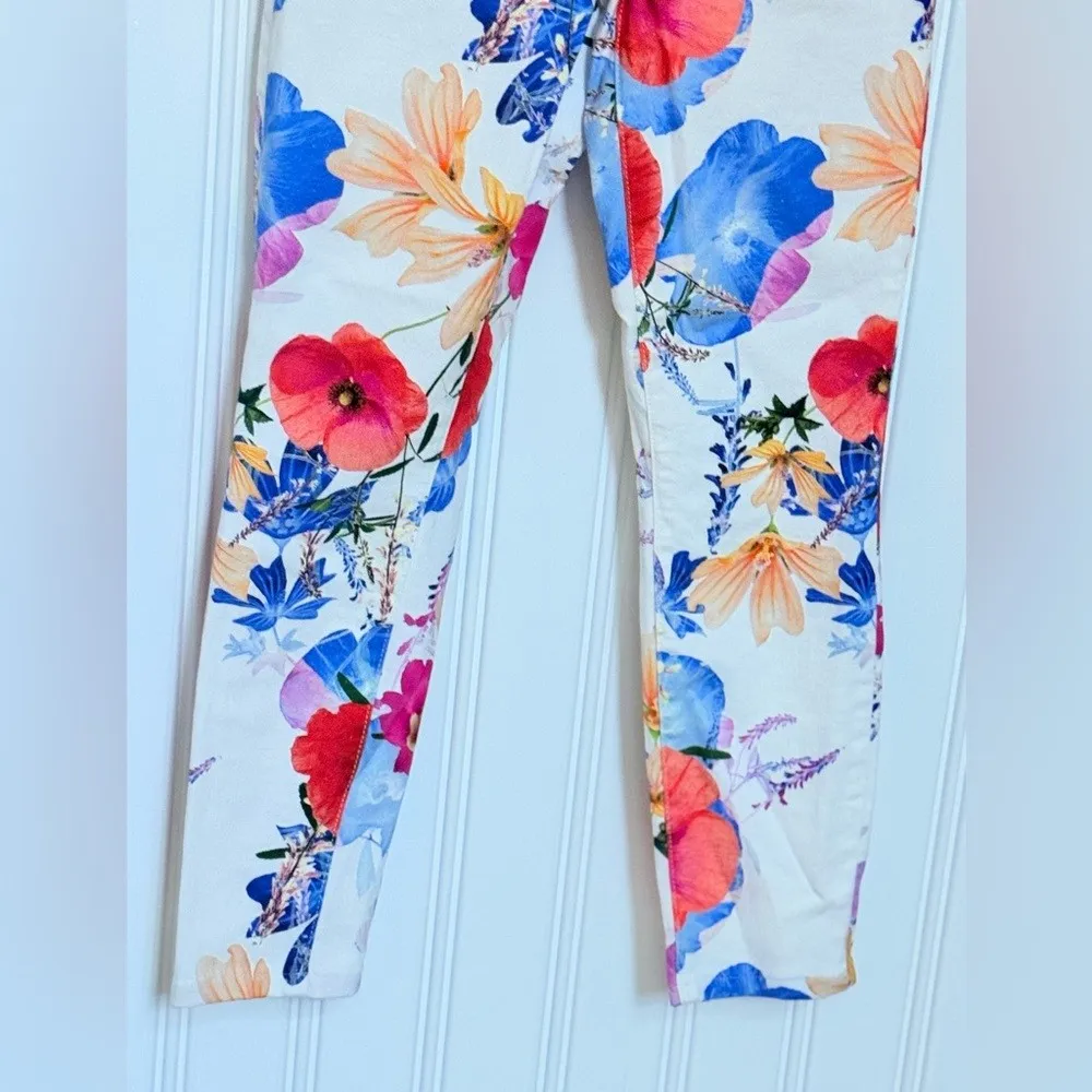 7 for all Mankind Jeans 25 White Floral Slim Skinny Stretch Dress Casual Pants - Image 3