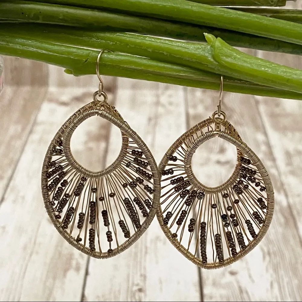 Vintage Light Gold Wire Wrapped Earrings - Image 5