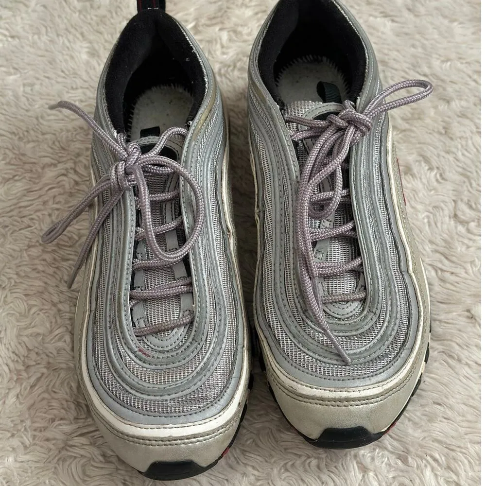 Women's Size 8 Nike Air Max 97 OG QS Silver Bullet Metallic Silver 885691-001 - Image 2