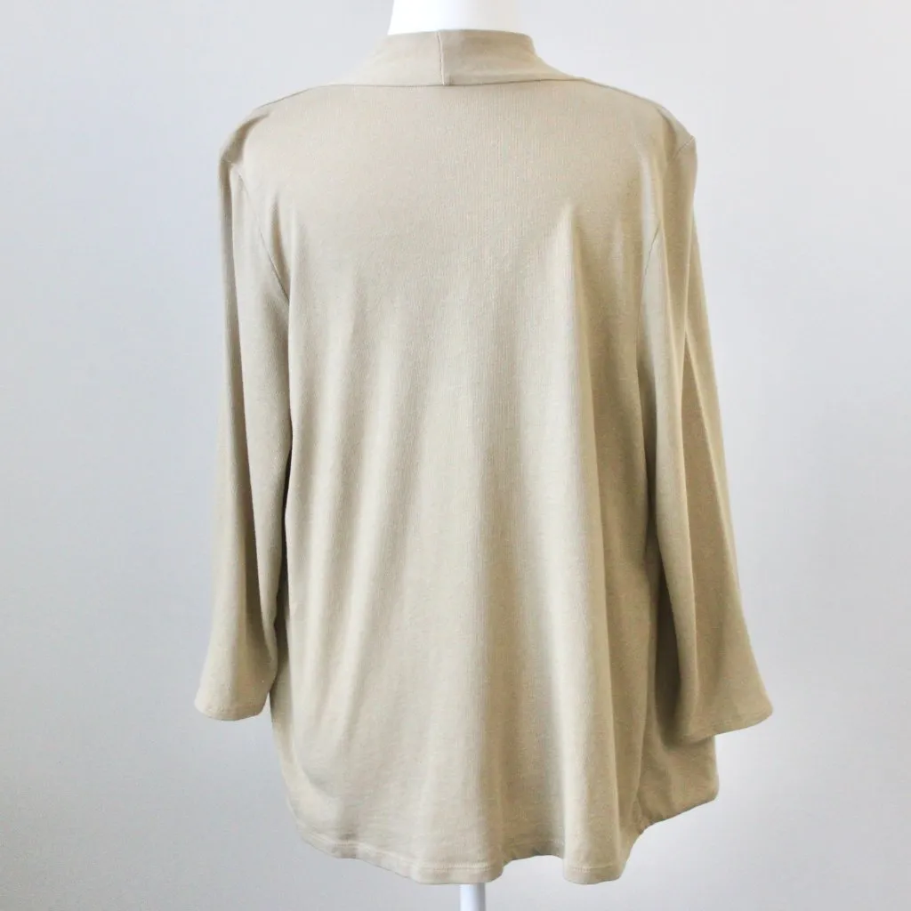 Charter Club Tan Cotton Blend Open Cardigan Sweater Medium Petite - Image 4