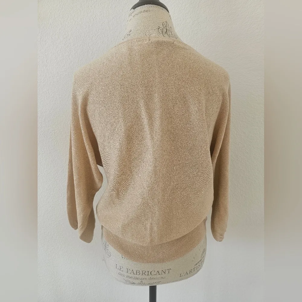 Style & Co Women Sweater Gold Solid Knit Pullover Metallic PL - Image 4