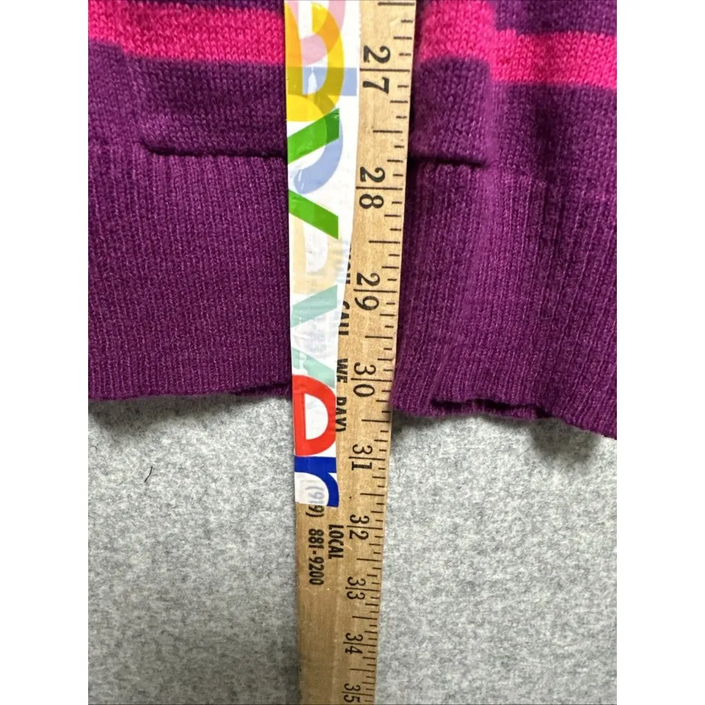 Faded Glory XL Women Cardigan Sweater Pink Striped Lightweight Long Sleeve Vneck - Image 4