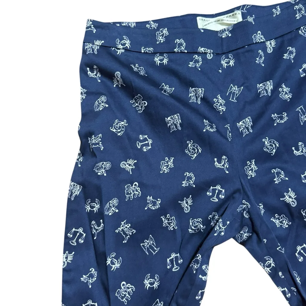 Carolina Herrera Pants Zodiac Print Dark Blue Archive Print Collection B131 Sz 8 - Image 11
