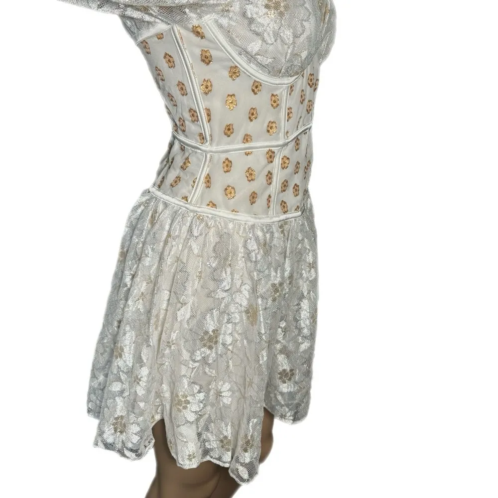 NWT $270 FOR LOVE & LEMONS Lupita Mini Dress Sz Small Lace Short Sleeve - Image 10