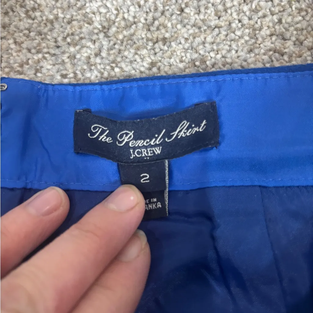 J. Crew Factory The Pencil Skirt Womens Size 2 Blue Double Serge Wool Blend - Image 4