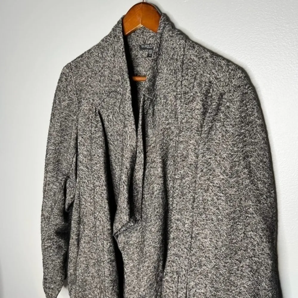 Eileen Fisher Drape Front Cardigan Jacket gray plus size pockets thick cozy 1X - Image 2