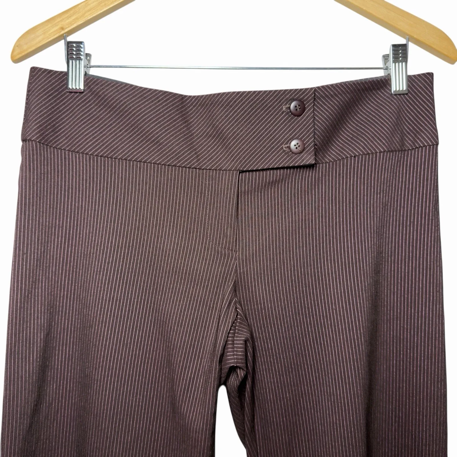 Laundry by Shelli Segal Womens Pinstripe Dress Pants Size 8 Brown Y2K Officecore - Image 3