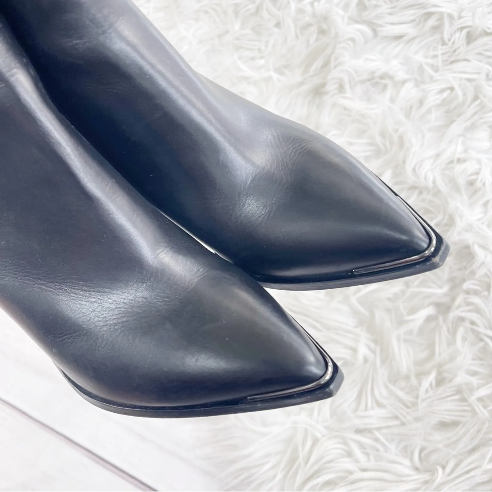 Acne‎ Jemma Chelsea Women's Pointed Toe Leather Boots In Black Size 37 - Image 9