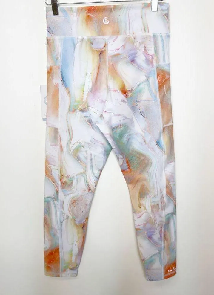 NWT Calme by Johnny Was Multi Marble High Waist Endurance Leggings L Size L - Image 4