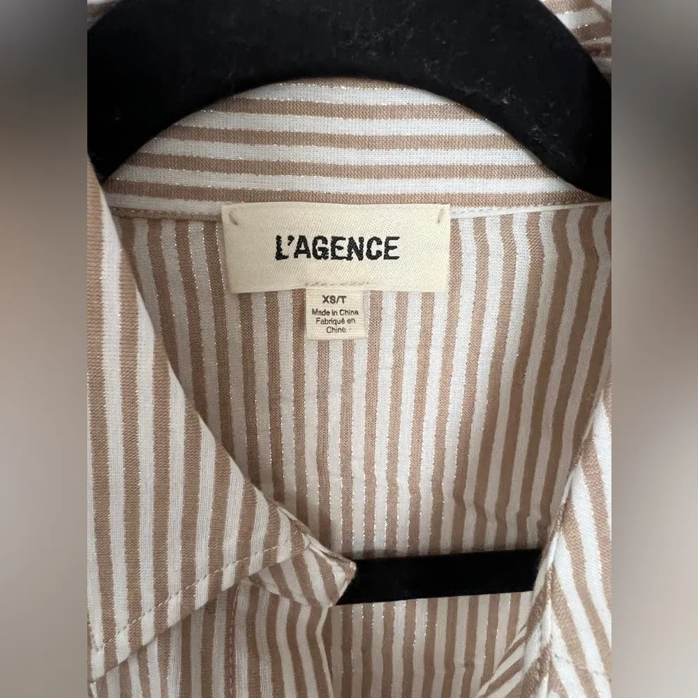 L'Agence Laurent Metallic Button Up Blouse-XS - Image 5