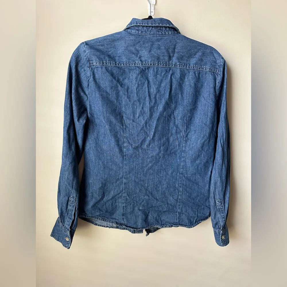 Vintage Faded Glory Denim Shirt Women’s Medium Button Up Western Y2K 90s Retro - Image 4