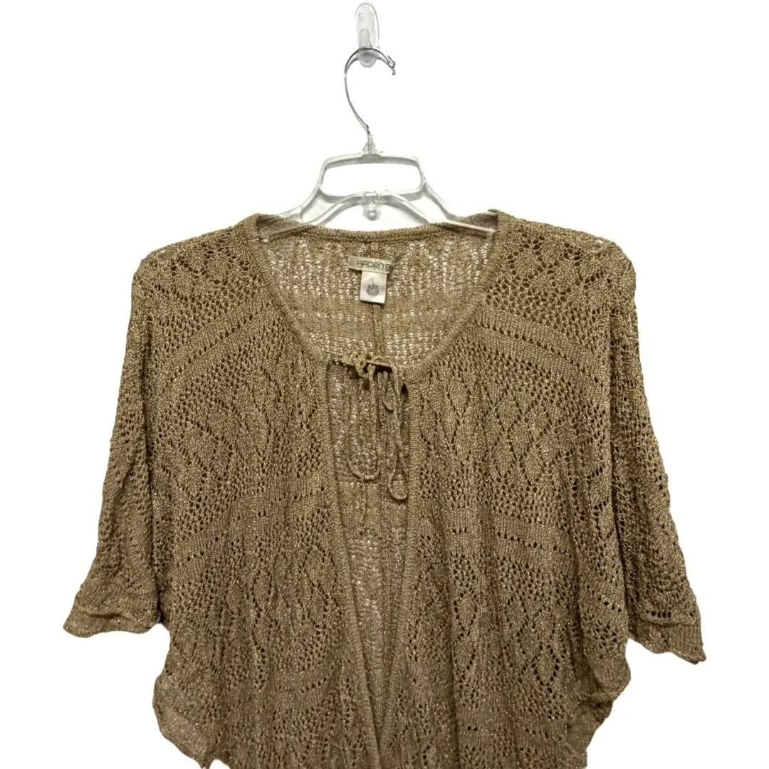 Y2K Vintage Brown Knit Poncho Style Sleeve Deep VNeck Coverup Large Boho Fairy - Image 2