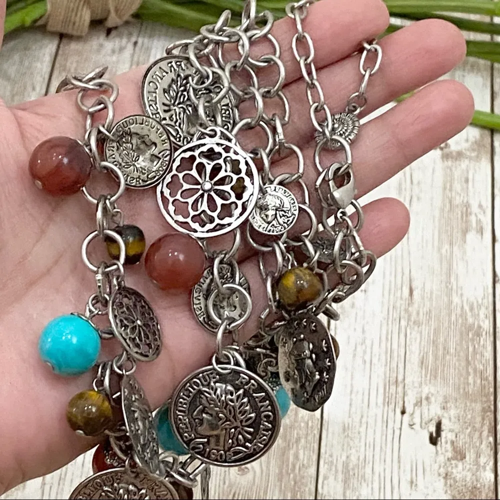 Graziano Signed Coin Beaded Long Necklace - Image 3