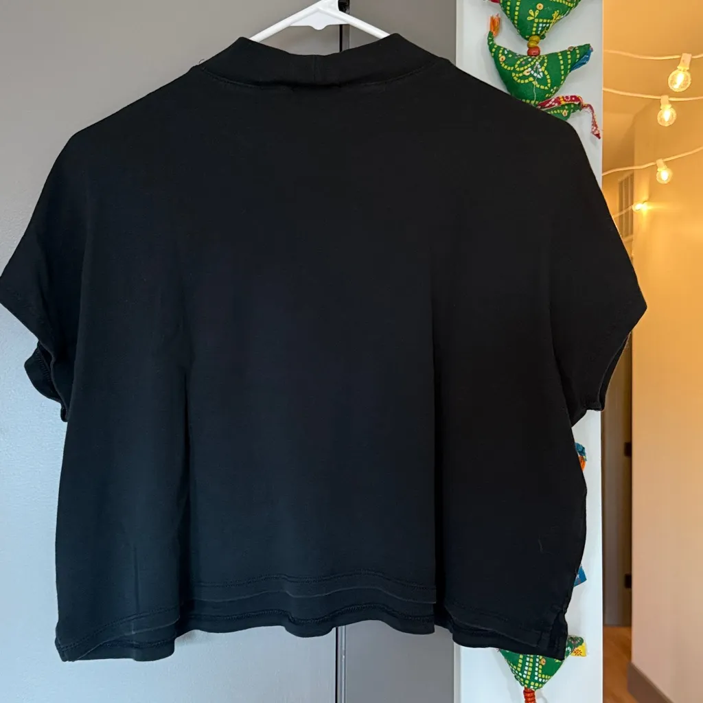 Target Universal Threat Black Cropped Cowl Neck Turtle Neck T-Shirt - Image 2