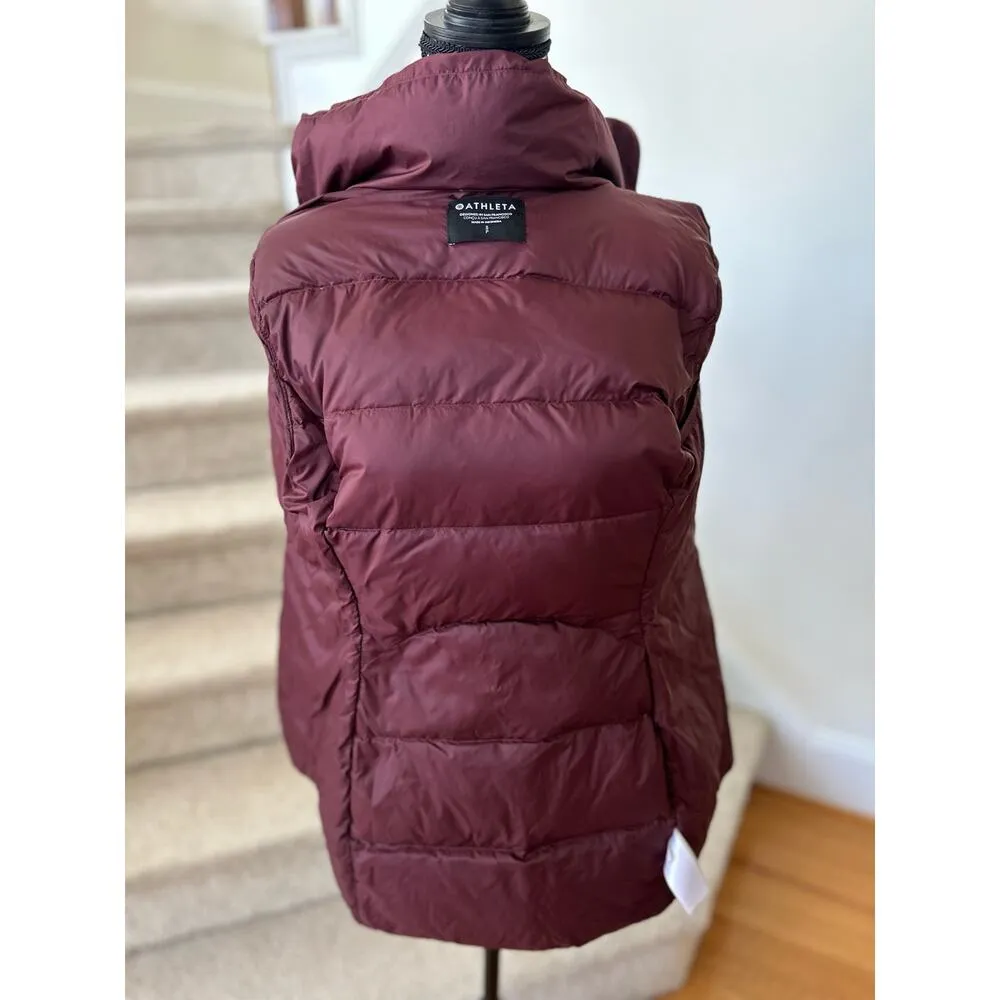 Athleta Downtown Burgundy Red Down Filled Zip Up Puffer Jacket - Image 7