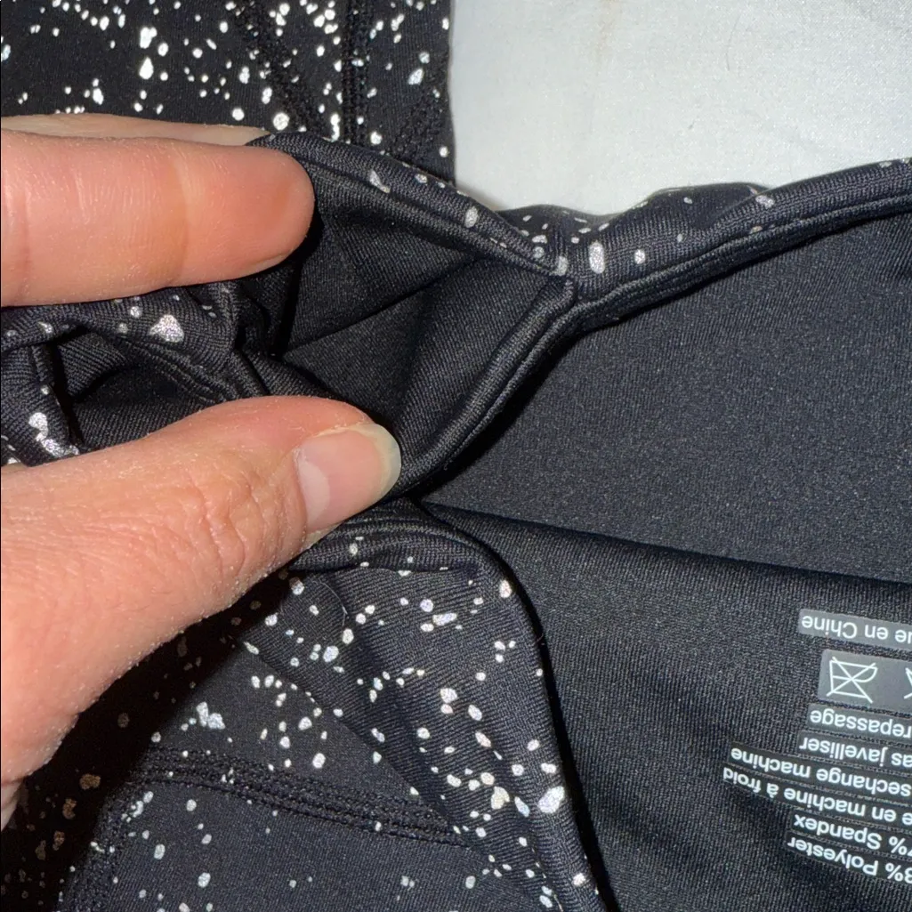 ZYIA Black Leggings with Gray Speckles Splatter Pattern Side Pockets Sz. 6-8 EUC - Image 5