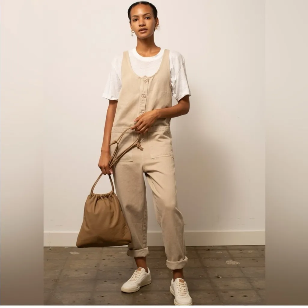 NWT JungMaven hemp canvas Button Front Jumpsuit XS Tan - Image 4