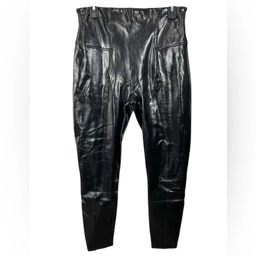 Spanx‎ Faux Patent Leather Black Leggings Size LARGE Style 20301R - Image 5