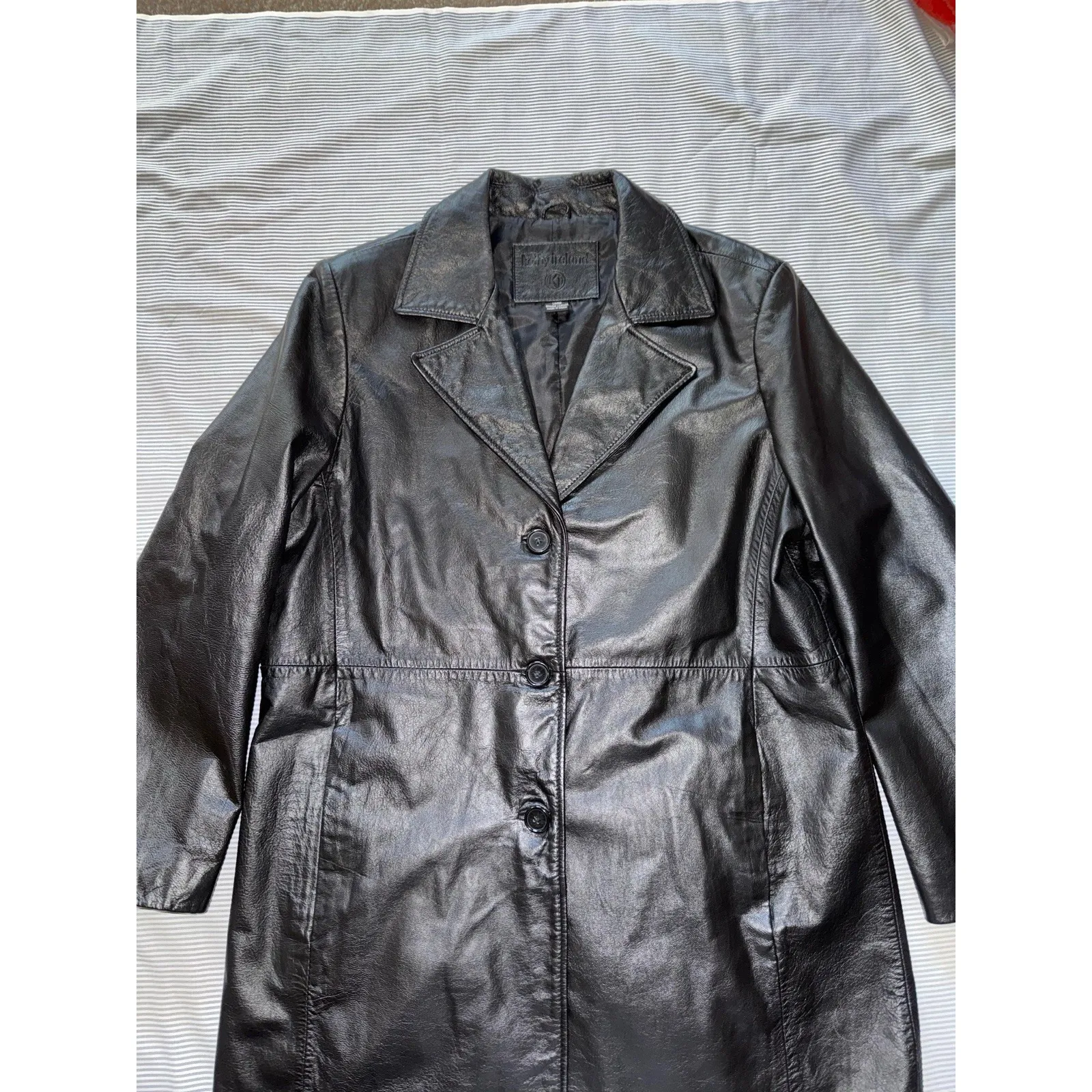 VTG Kathy Ireland Women's Black Soft Calf Leather Jacket Size Large - Image 2