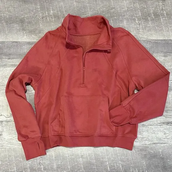Boutique Stand Collar 1/2 Zip Pullover NEW Womens XXL 2XL Rust Ribbed Sweatshirt - Image 1