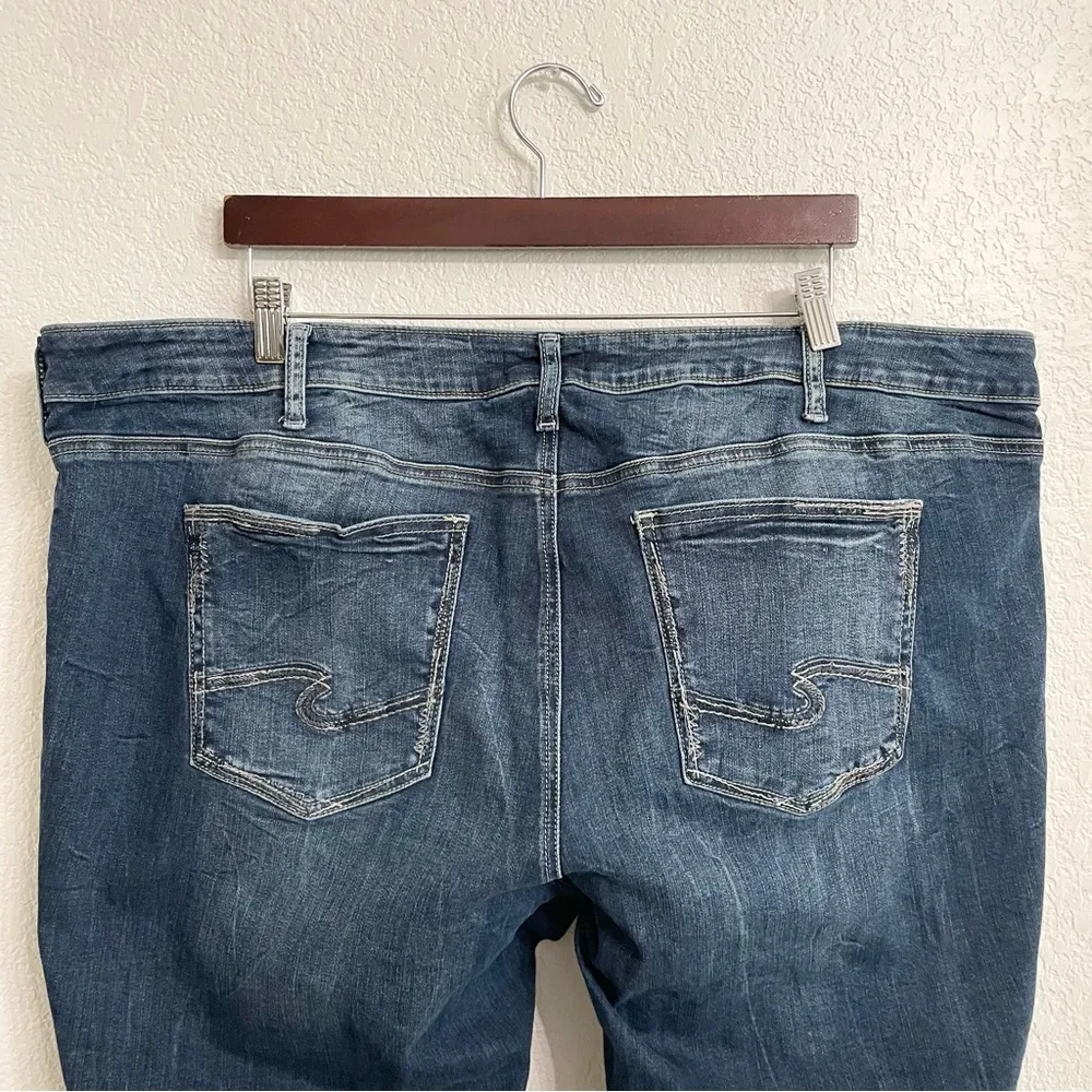 Silver Jeans Womens Denim Blue Boyfriend Stretch Light Distressed Plus Size 24 - Image 4