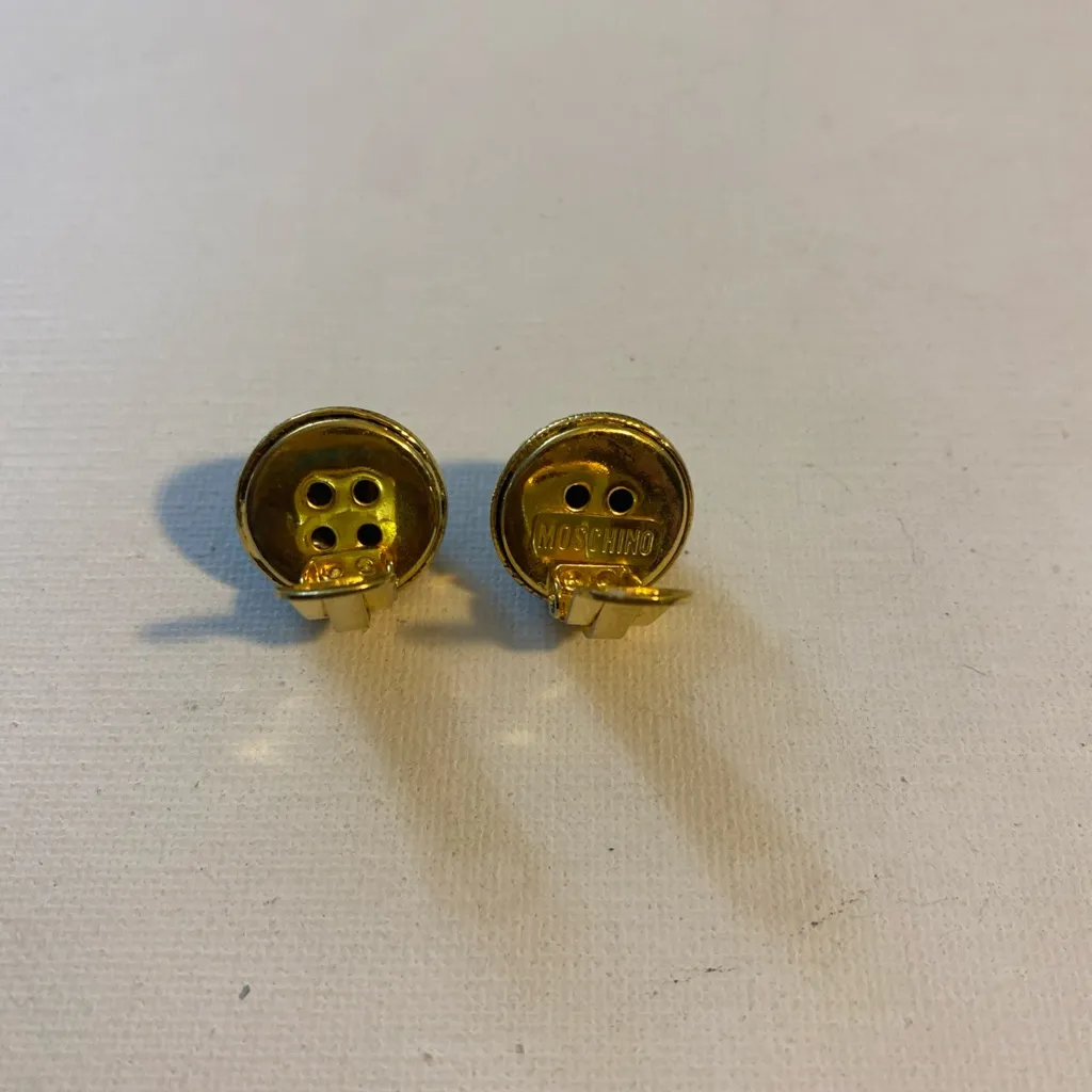 Moschino Vintage Gold-Tone Clip-On Earrings - Image 6