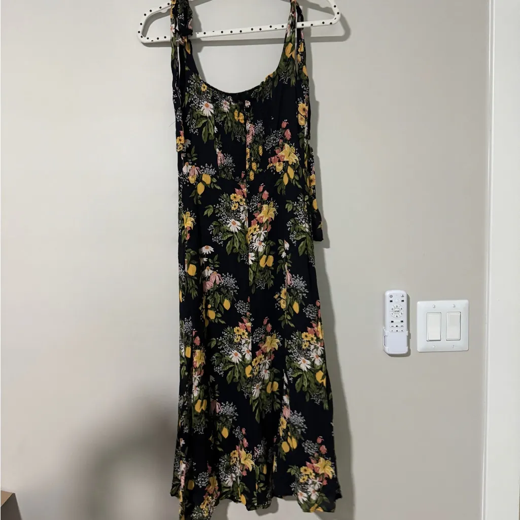 Reformation Twilight Dress Sicilia Black Floral Midi Size 8 - Image 7